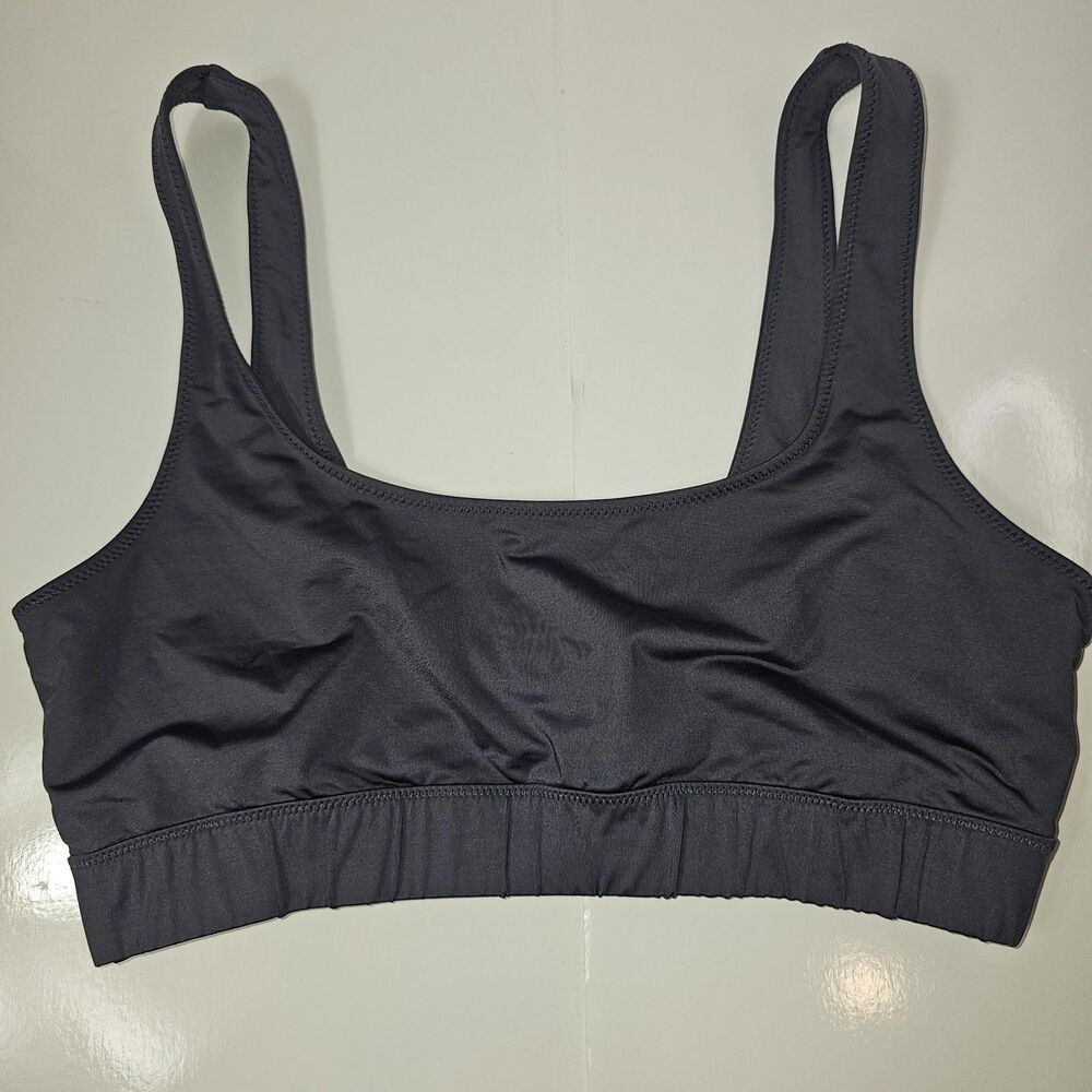 Skims Swim Top Womens XL Gray Bralette Bikini Wide Strap Lined Stretch Quick Dry